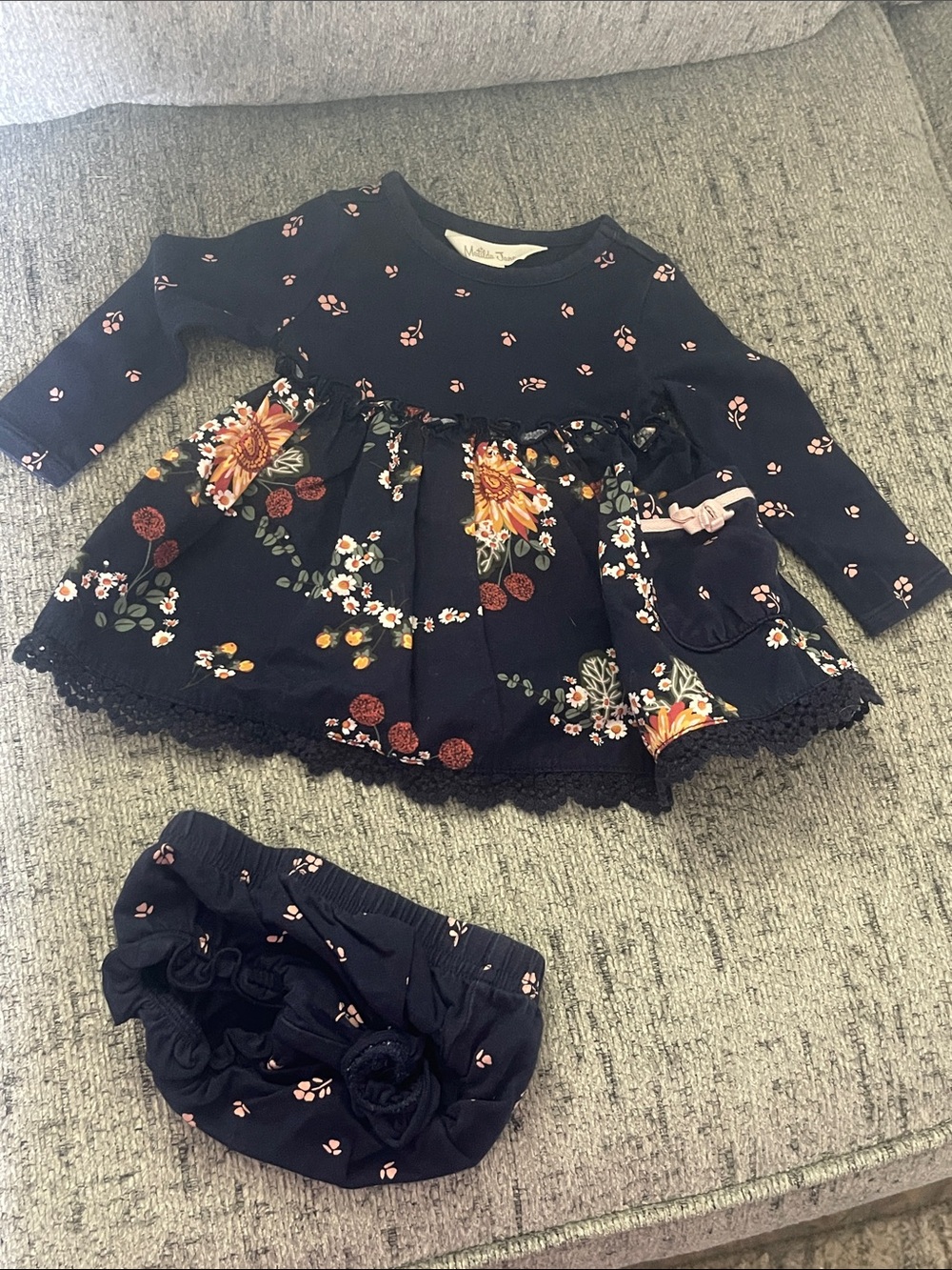Matilda Jane Navy Floral Long-Sleeve Dress with bloomers
